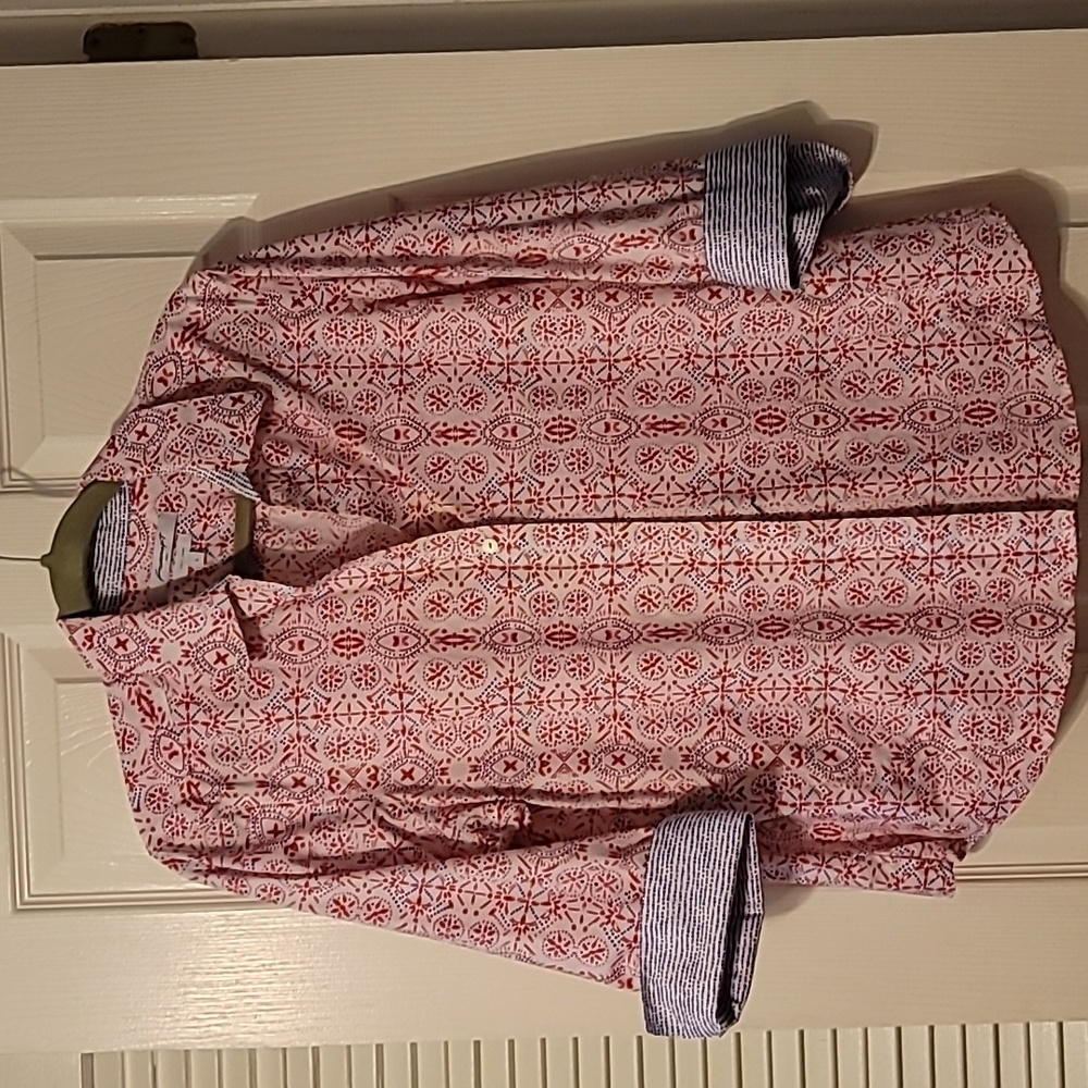 Foxcroft L top pink and blue design